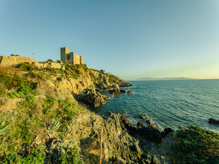 fortress on a cliff overlooking the sea