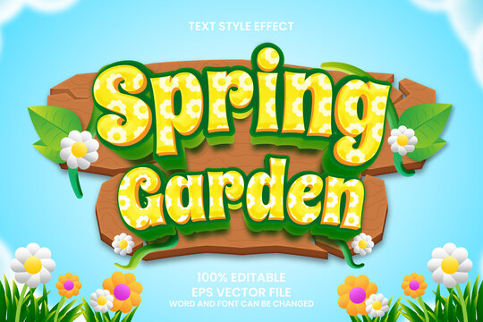 3D Spring Garden Cartoon Game style Editable text effect