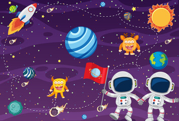 Obraz na płótnie Canvas Astronaut exploring the space