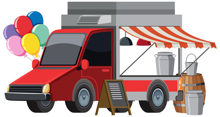 A truck selling milk at market