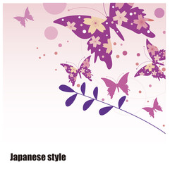 Obraz na płótnie Canvas 蝶と桜の和風背景のデザイン