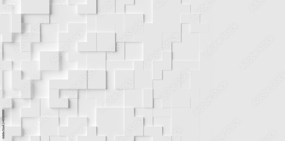 Wall mural random movedfading out white cube boxes block background wallpaper banner with copy space