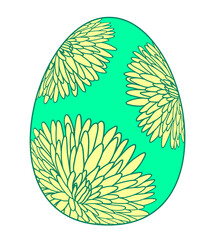 Easter egg with flower pattern. Happy easter day. Vector illustration