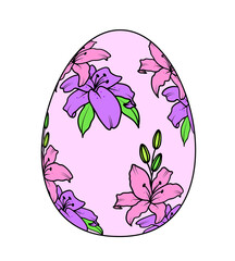 Easter egg with lily pattern. Happy easter day. Vector illustration