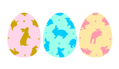 Collection of colorful easter eggs. Traditional religious holiday celebration. Vector illustration.