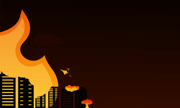 World War lll sign with bad day on city background with copy space
