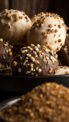 Chocolate covered bun in a coffe time table