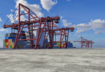 Fototapeta na wymiar cargo port container crane