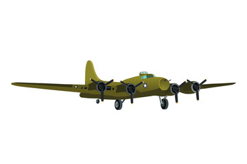 Memphis Belle plane isolated on the white background. Vector illustration. Military historic bomber