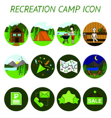 Recreation camp icon hightlight cover. House Mountan Map Rest Sale Logo