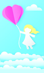 Women's Day 8 march with many women holding hands and flowers, Paper art style paperart.