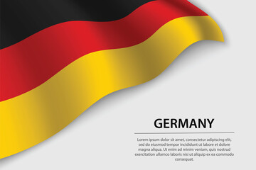 Wave flag of Germany on white background. Banner or ribbon vector template
