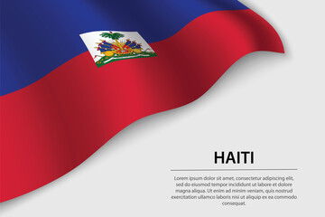 Wave flag of Haiti on white background. Banner or ribbon vector template