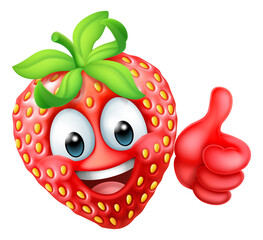 Strawberry Cartoon Emoticon Emoji Mascot Icon