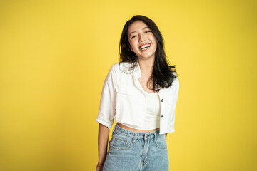 beautiful laughing young asian woman portrait