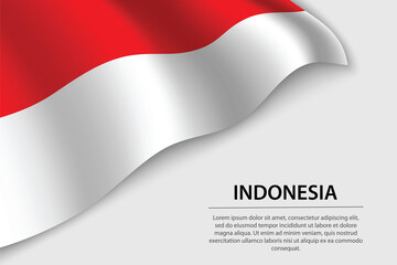 Wave flag of Indonesia on white background. Banner or ribbon vector template