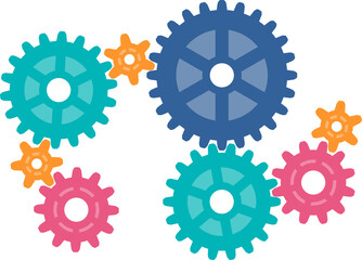 組み合わさったカラフルな歯車セット