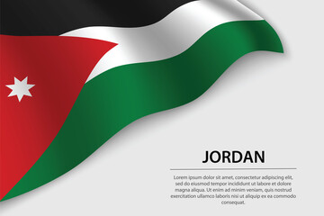 Wave flag of Jordan on white background. Banner or ribbon vector template
