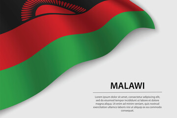 Wave flag of Malawi on white background. Banner or ribbon vector template