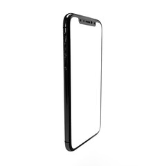 白い画面のスマートフォンの3D画像