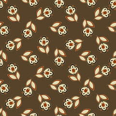 Ethnic flowers seamless vector pattern. floral vintage background