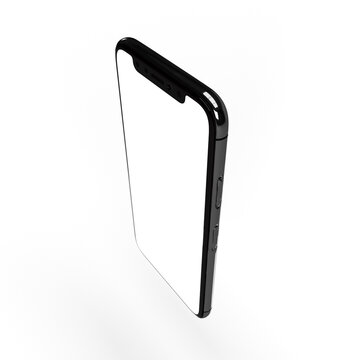 白い画面のスマートフォンの3D画像