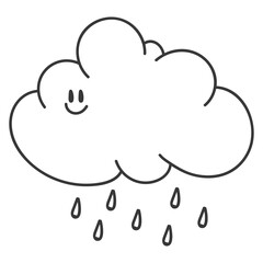 Cute Happy Cloud with Rain Drops. spring or autumn weather