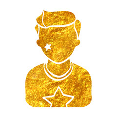 Hand drawn gold foil texture icon Football fans avatar