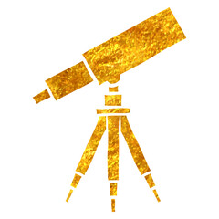 Hand drawn gold foil texture icon Telescope