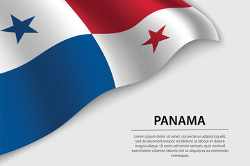 Wave flag of Panama on white background. Banner or ribbon vector template