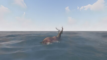 Deer in sea