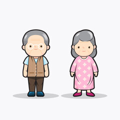 senior man and women kawaii design vector