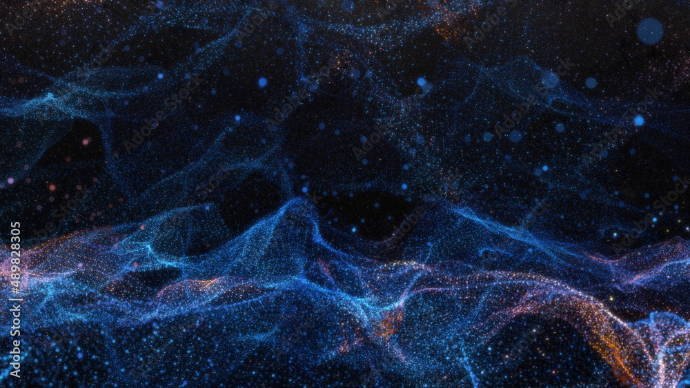 Poster Abstract particle waves with depth of field effect