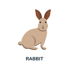 Rabbit flat icon. Colored element sign from farm animals collection. Flat Rabbit icon sign for web design, infographics and more.