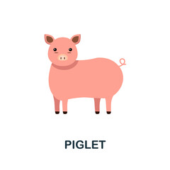 Piglet flat icon. Colored element sign from farm animals collection. Flat Piglet icon sign for web design, infographics and more.