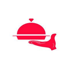 Serving food icon. The waiter serves. EPS-10. Vector illustration for graphic design, Web, UI, mobile upp.