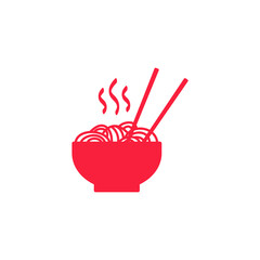 Wok noodle plate and chopsticks icon. EPS-10. Vector illustration for graphic design, Web, UI, mobile upp.