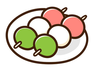 春の三色団子のかわいい手描き風イラスト