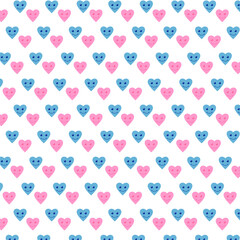 Happy Heart Mascot, Cartoon love. Cute loves cartoon with smiley face. Illustration of patterns isolated on colored background.