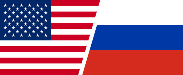 Country flag of the USA and Russia.