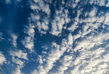 Blue Sky Background With Cirrocumulus Clouds