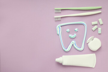 Concept of tooth care, space for text