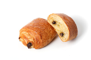 Pain au chocolate isolated on white background
