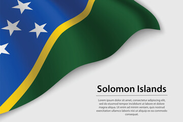 Wave flag of Solomon Islands on white background. Banner or ribbon vector template