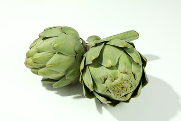 Obraz premium Concept of healthy food with artichoke on white background