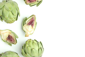 Concept of healthy food with artichoke, space for text