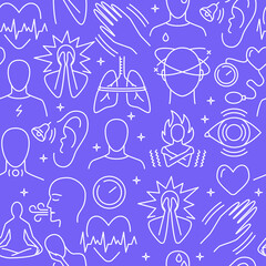 Panic disorder seamless pattern in line style
