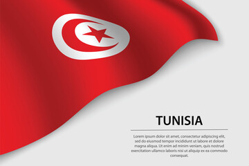 Wave flag of Tunisia on white background. Banner or ribbon vecto