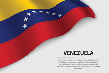 Wave flag of Venezuela on white background. Banner or ribbon vec