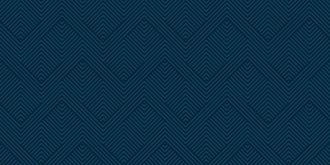 Geometric lines seamless pattern. Simple vector texture with diagonal stripes, lines, chevron, zig zag. Abstract dark blue linear graphic background. Subtle modern minimalist ornament. Repeat design